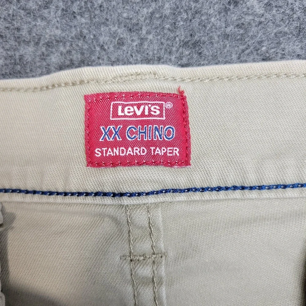 Levis XX Chino Pants Mens 33x30 Tan Stretch Flat Front‎ Standard Tapered Leg
